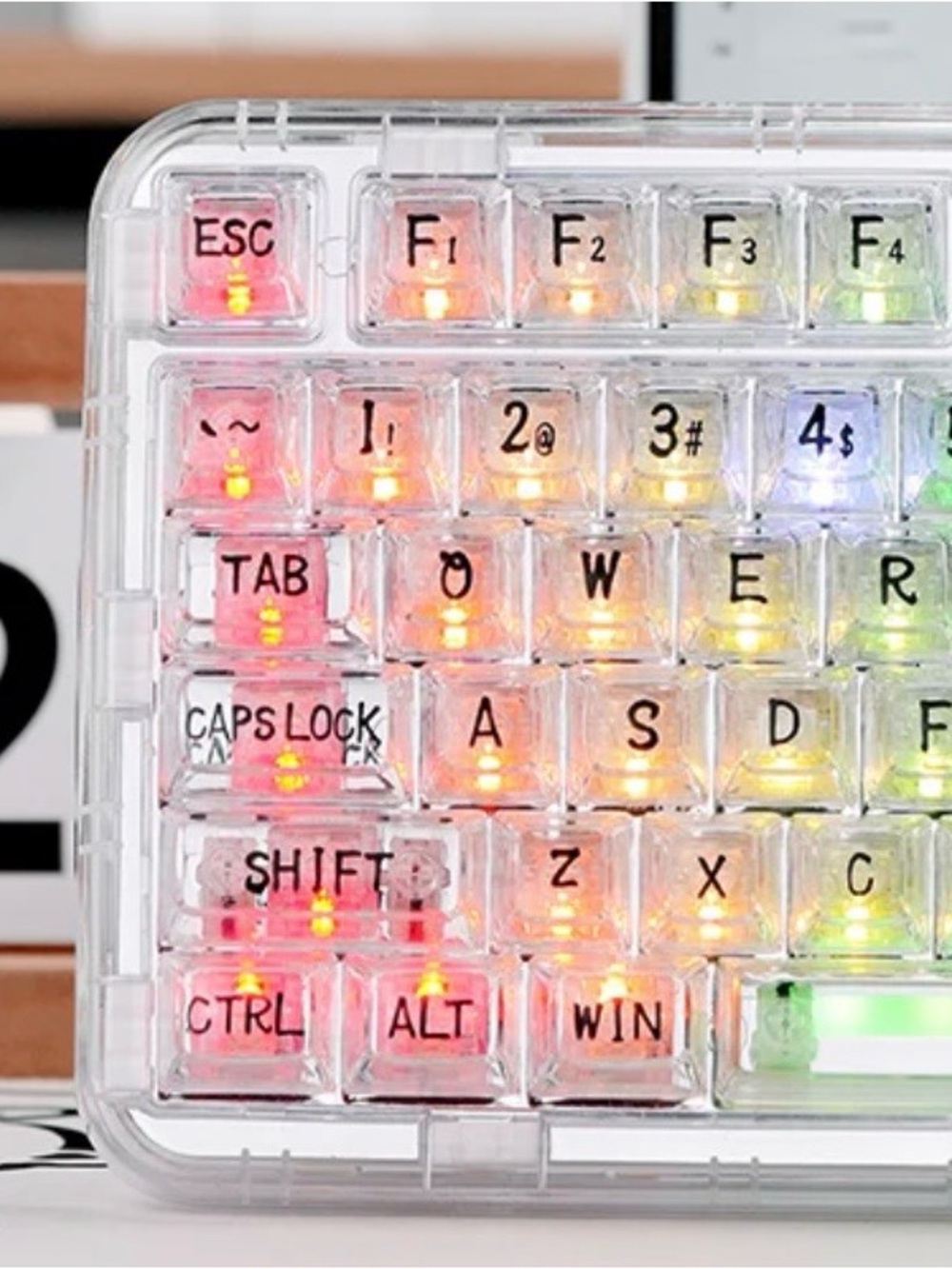 Clear RGB Mechanical Keyboard - Pink Accent